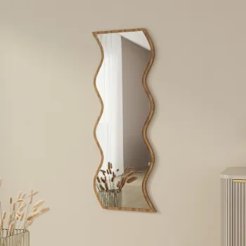 Oglinda decorativa, Siam, Safi, 40x120x2.2 cm, MDF , Alb/Maro imagine