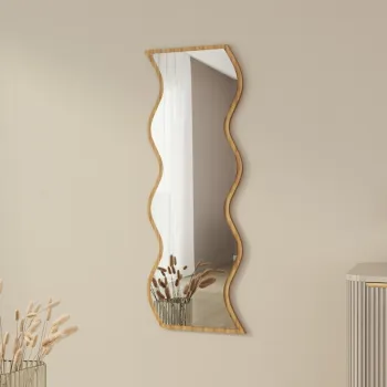 Oglinda decorativa, Siam, Safi, 40x120x2.2 cm, MDF , Alb / Natural imagine