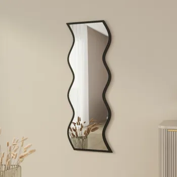 Oglinda decorativa, Siam, Safi, 40x120x2.2 cm, MDF , Alb/Negru imagine