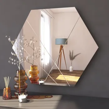 Oglinda decorativa, Siam, Saga, 70x60x2.2 cm, MDF , Alb imagine