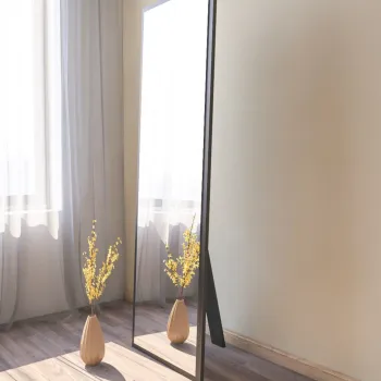 Oglinda decorativa, Siam, Tessa, 50x160x2.2 cm, MDF , Negru imagine