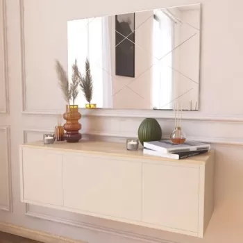 Oglinda decorativa, Siam, Vocal, 50x75x2.2 cm, MDF , Alb imagine