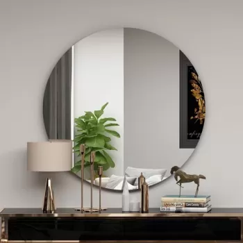 Oglinda decorativa, Siam, Zeos, 70x70x2.2 cm, MDF , Negru imagine