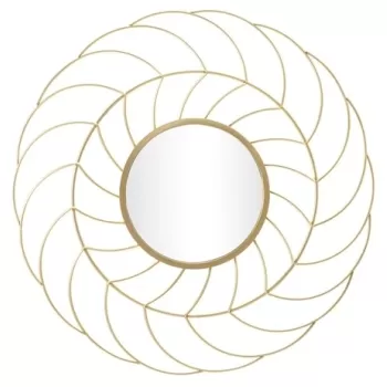 Oglinda decorativa Sunflower, Mauro Ferretti, O 88 cm, fier/oglinda, auriu imagine