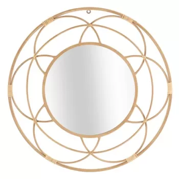 Oglinda decorativa Valencia, Mauro Ferretti, O 60 cm, ratan, maro imagine