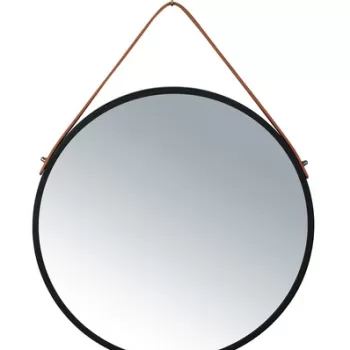 Oglinda decorativa, Wenko, Borrone, O 40 cm, fier/sticla, negru/gri imagine