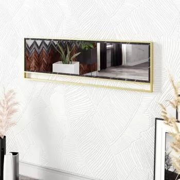 Oglinda decorativa, Zena Home, Polka 2, PAL, Aur/Negru imagine