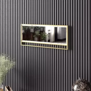 Oglinda decorativa, Zena Home, Polka, PAL, Aur/Alb imagine