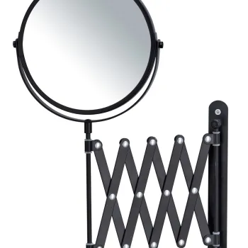 Oglinda extensibila cu fixare in perete, Wenko, Telescope Black, 19 x 38.5 x 50 cm, inox/plastic/sticla imagine