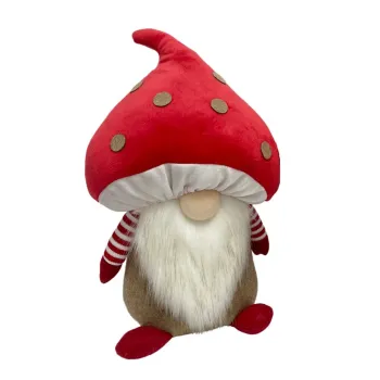 Opritor pentru usa Mushroom Gnome Brown Dots V2, Decoris, 21x16x33 cm, poliester, rosu imagine