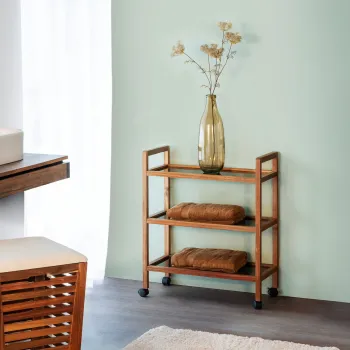 Organizator baie Fondi, Wenko, 65x31x76.5 cm, lemn acacia/sticla/plastic, maro/negru imagine