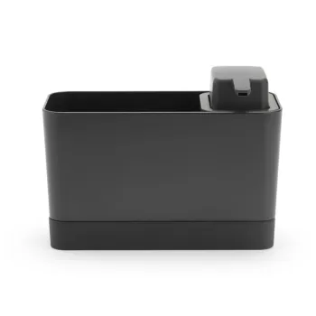 Organizator chiuveta cu dozator sapun / detergent lichid, Brabantia, SinkSide, 19x8.5x11.5 cm, plastic, gri inchis imagine