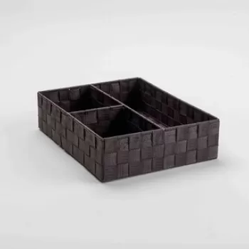 Organizator dulap cu 3 compartimente, Compactor, 32 x 25 x 8 cm, textil, maro inchis imagine