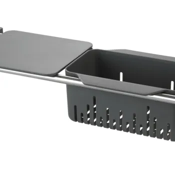 Organizator extensibill pentru chiuveta, Wenko, Caddy, 14 x 8 x 43.5/77.5 cm, plastic/inox, gri imagine