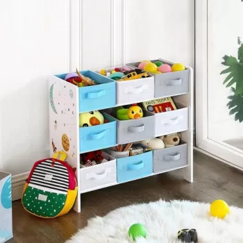 Organizator jucarii / mobilier camera copilului, Songmics, cu 9 cutii detasabile, 62.5 x 29.5 x 60 cm, multicolor imagine