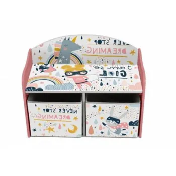 Organizator jucarii / mobilier camera copilului U-grow, 60x40x37 cm, lemn/textil, roz imagine