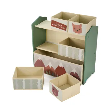 Organizator jucarii / mobilier camera copilului U-grow, 63x30x60 cm, lemn, verde imagine
