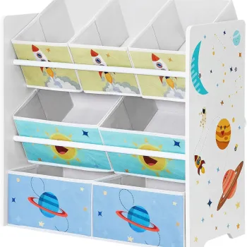Organizator jucarii / mobilier camera copilului, Vasagle, cu 7 cutii detasabile, 62.5x29.5x60 cm, multicolor imagine