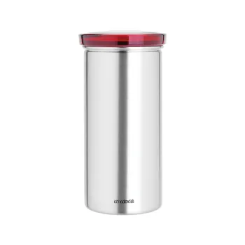 Organizator pentru 18 capsule de cafea, Brabantia, Matt Fingerprint Proof , 8.5x17 cm, inox, argintiu mat/rosu imagine