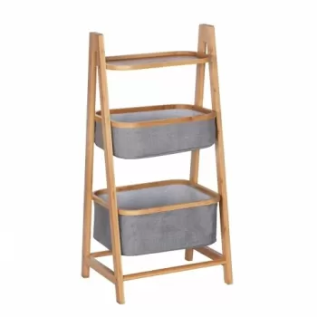 Organizator pentru baie cu 2 compartimente, Bahari, Wenko, 91 x 44 cm, lemn/poliester/bumbac, gri/natur imagine