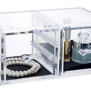 Organizator pentru bijuterii Stakable, Compactor, 2 compartimente, transparent imagine