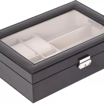 Organizator pentru ceasuri si ochelari, 30x21x8 cm, lemn, negru imagine