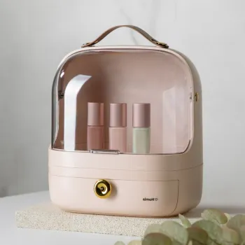 Organizator pentru cosmetice Eleni, Homla, 27x18x33.5 cm, plastic, bej imagine