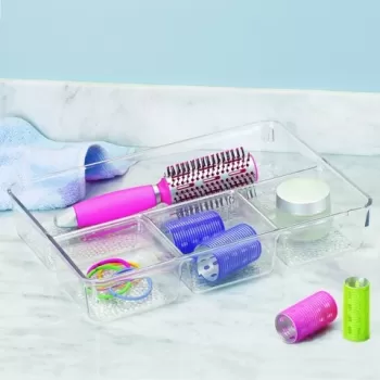 Organizator pentru cosmetice Rain, iDesign, 4 compartimente, 33x23x5.5 cm imagine