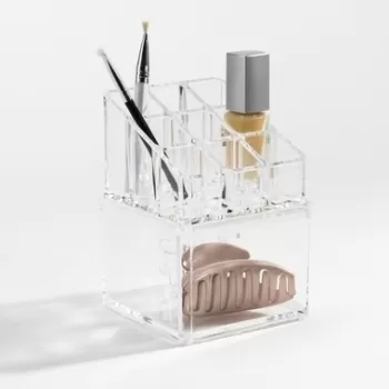 Organizator pentru rujuri si accesorii Compactor, 10 compartimente, transparent imagine