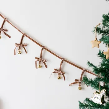 Ornament de brad de Craciun, BSY141, 12x140 cm, Catifea, Maro imagine