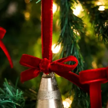 Ornament de brad de Craciun, BSY233, 5x12 cm, Catifea, Rosu imagine