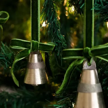 Ornament de brad de Craciun, BSY234, 5x12 cm, Catifea, Verde deschis imagine