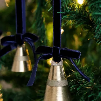 Ornament de brad de Craciun, BSY237, 5x12 cm, Catifea, Albastru inchis imagine