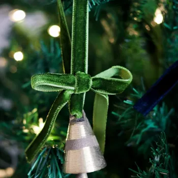 Ornament de brad de Craciun, BSY240, 4x12 cm, Catifea, Verde deschis imagine