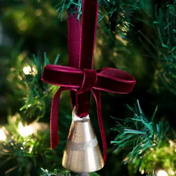 Ornament de brad de Craciun, BSY241, 4x12 cm, Catifea, Rosu claret imagine
