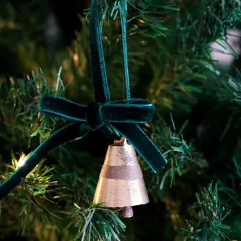 Ornament de brad de Craciun, BSY242, 4x12 cm, Catifea, Verde inchis imagine