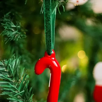 Ornament de brad de Craciun, BSY515, 9.5x4 cm, Ceramica, Rosu imagine