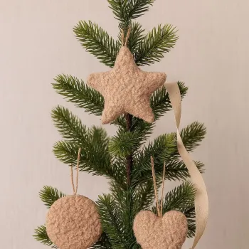 Ornament de Craciun, 3 Lu Set, 80% POLIESTER/20% IUTA, Maro imagine