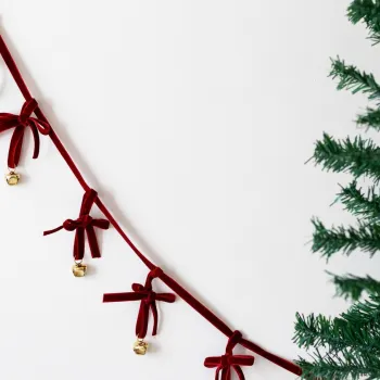 Ornament de Craciun din catifea, BSY111, 12x140 cm, Catifea, Rosu imagine