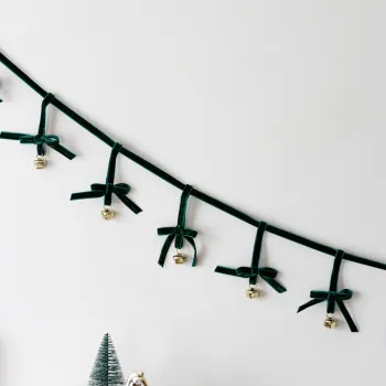 Ornament de Craciun din catifea, BSY121, 12x140 cm, Catifea, Verde imagine