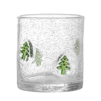 Pahar, Bloomingville, Debra Christmas Tree, 9x10 cm, 370 ml, sticla, transparent imagine