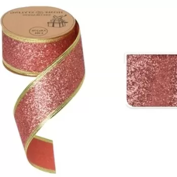 Panglica decorativa Glitter, 3.8x270 cm, poliester, roz inchis imagine