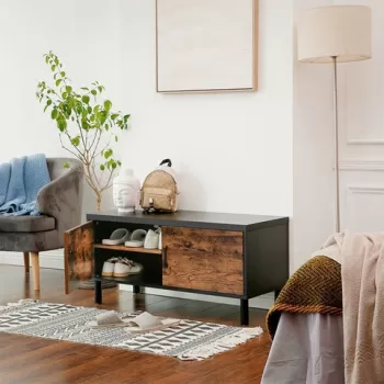 Pantofar cu 2 usi Vasagle, 100 x 35 x 50 cm, PAL/metal, negru imagine