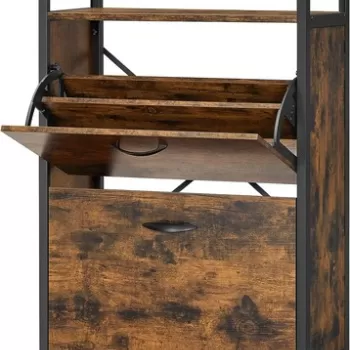 Pantofar cu 2 usi, Vasagle, 8-12 perechi pantofi, 60x30x95 cm, PAL/otel, maro rustic imagine