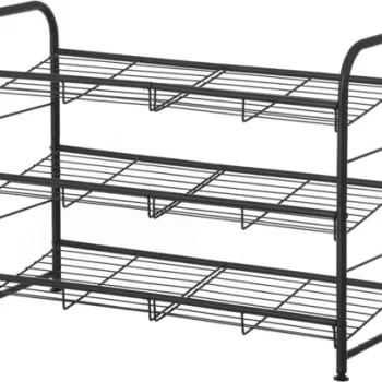 Pantofar cu 3 rafturi Songmics, 12 perechi pantofi, 68.5 x 27.5 x 49.5 cm, otel, negru imagine