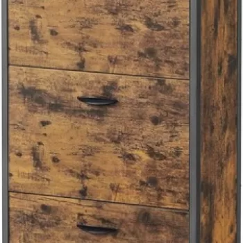 Pantofar cu 3 usi, Vasagle, 15-18 perechi pantofi, 60 x 30 x 130 cm, PAL/otel, maro rustic imagine