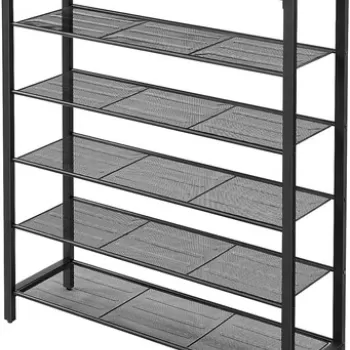 Pantofar cu 4 rafturi, Vasagle, 100 x 30 x 110 cm, otel/PAL, maro rustic imagine