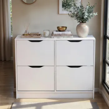 Pantofar cu 4 usi Westphalen 8-B, Inter Link, 100x25x90 cm, PAL, alb imagine