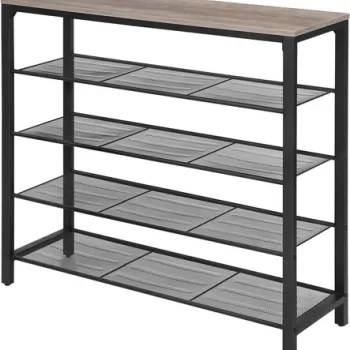 Pantofar cu 5 rafturi, Vasagle, 100 x 30 x 92.5 cm, fier/PAL, gri/negru imagine