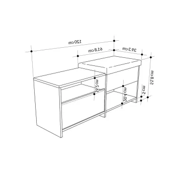 Pantofar, Decortie, Filux Bench, 120.3x51x40.5 cm, PAL, Antracit imagine